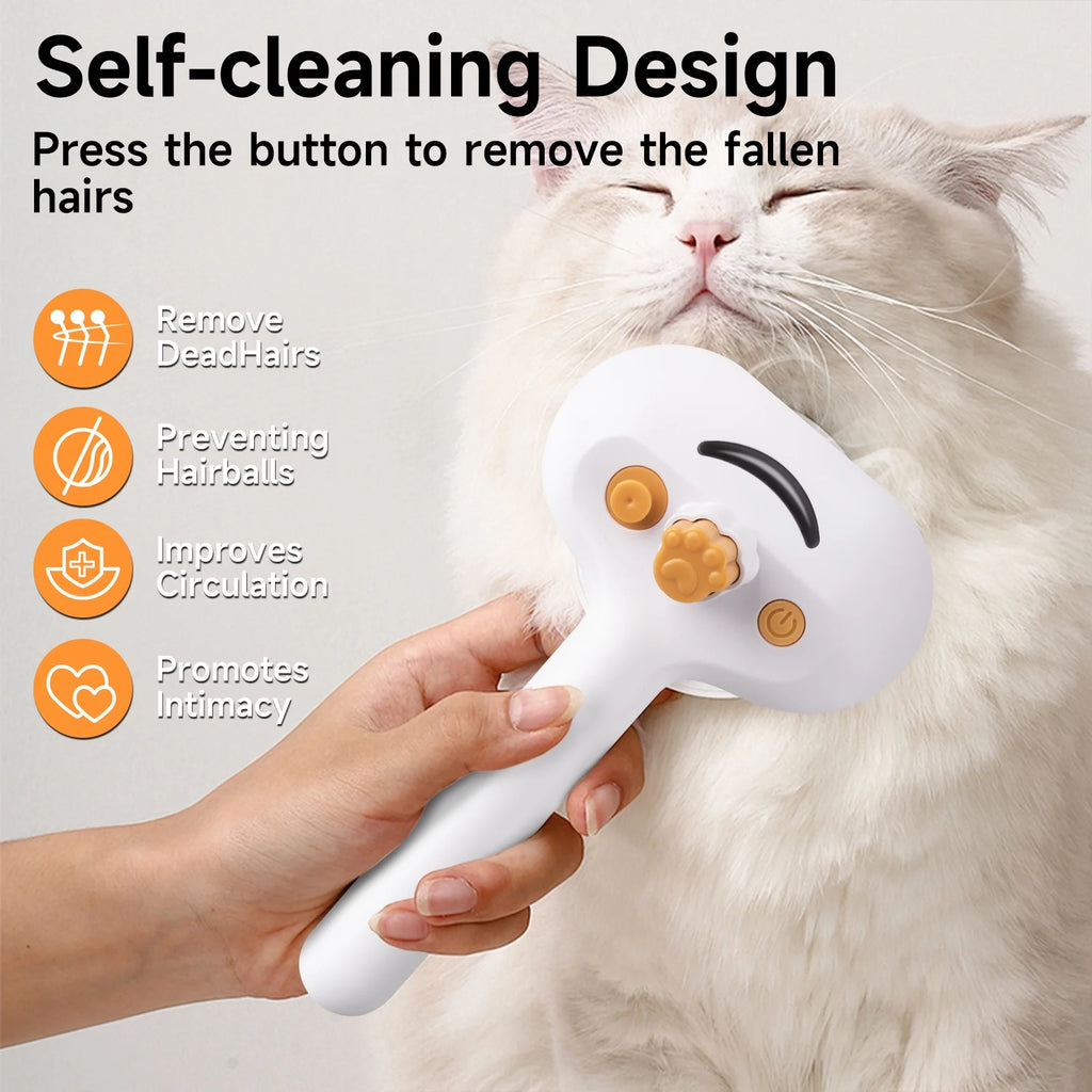 Pet Steam Brush for Dog & Cat - 3-In-1 Steam Grooming Brush for Shedding & Hair Removal - Self Cleaning Spray Comb with Mist for Long Haired Pets - Includes 1*Waterless Shampoo