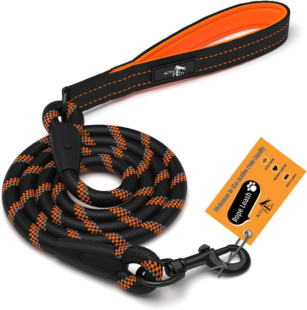 Durable Dog Rope Leash with Padded Handle and Reflective Threads, Suitable for Small, Medium, and Large Dogs - Ideal for Training, Running, and Walking