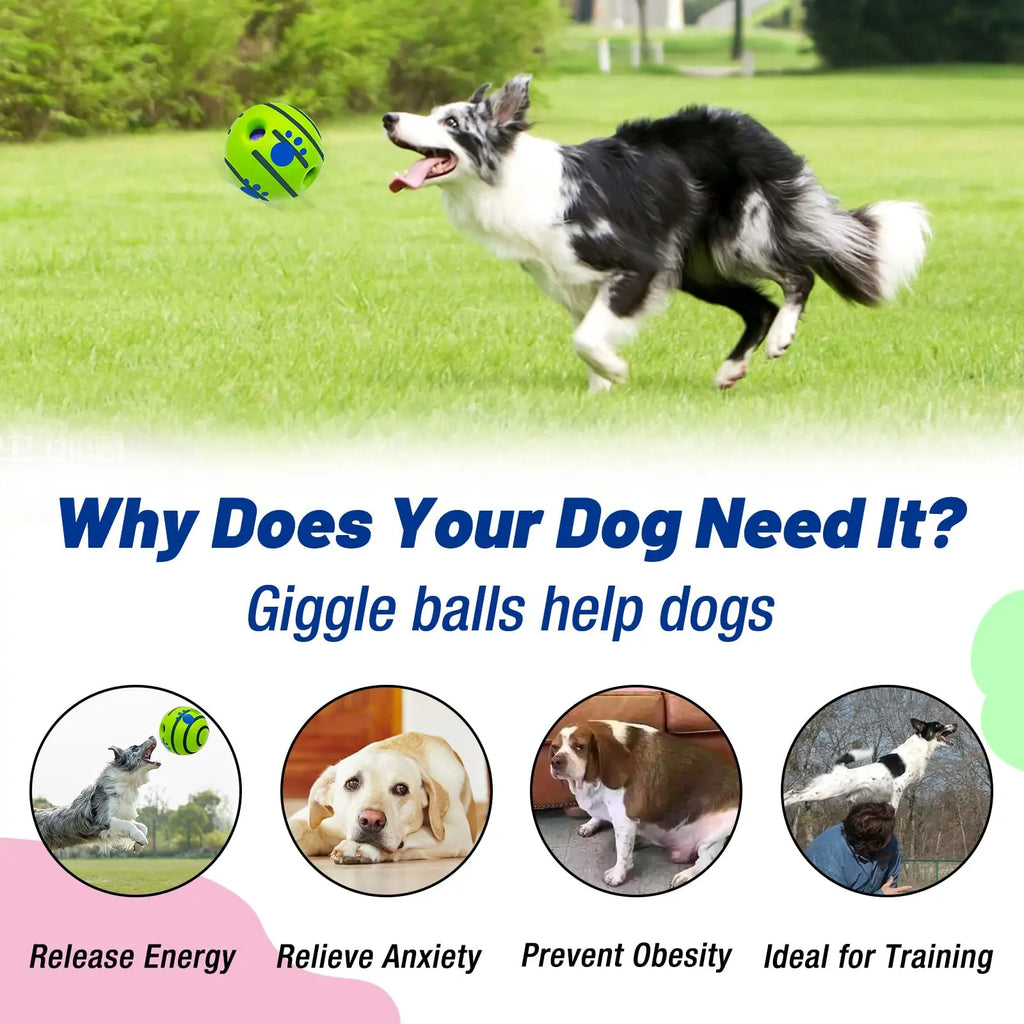 Gift for Pets, Durable Interactive Dog Toys Ball, Summer Gift, Squeaky Wag Ball for Pet Training, Indoor & Outdoor Dog Gifts, Dog Toy Supplies, Valentine'S Day Gift