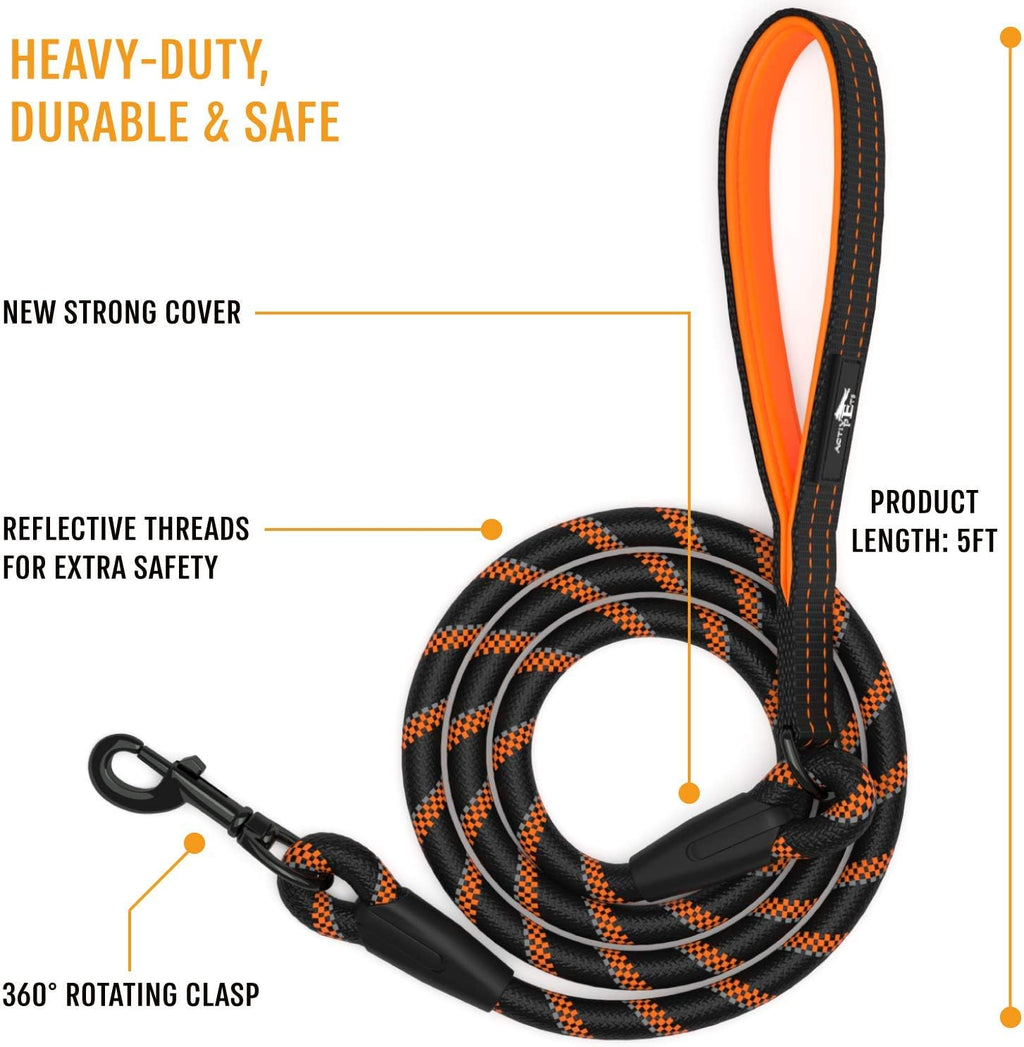 Durable Dog Rope Leash with Padded Handle and Reflective Threads, Suitable for Small, Medium, and Large Dogs - Ideal for Training, Running, and Walking
