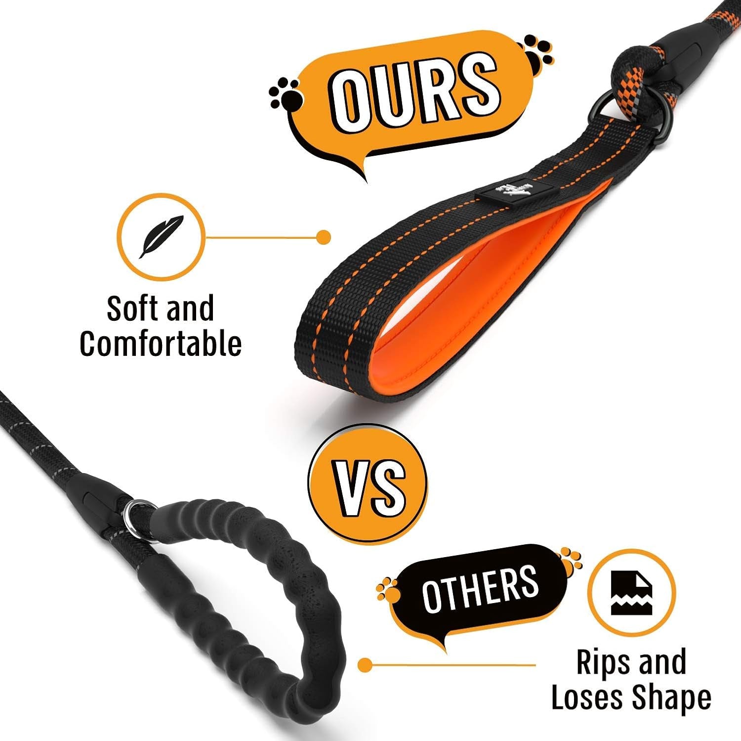 Durable Dog Rope Leash with Padded Handle and Reflective Threads, Suitable for Small, Medium, and Large Dogs - Ideal for Training, Running, and Walking