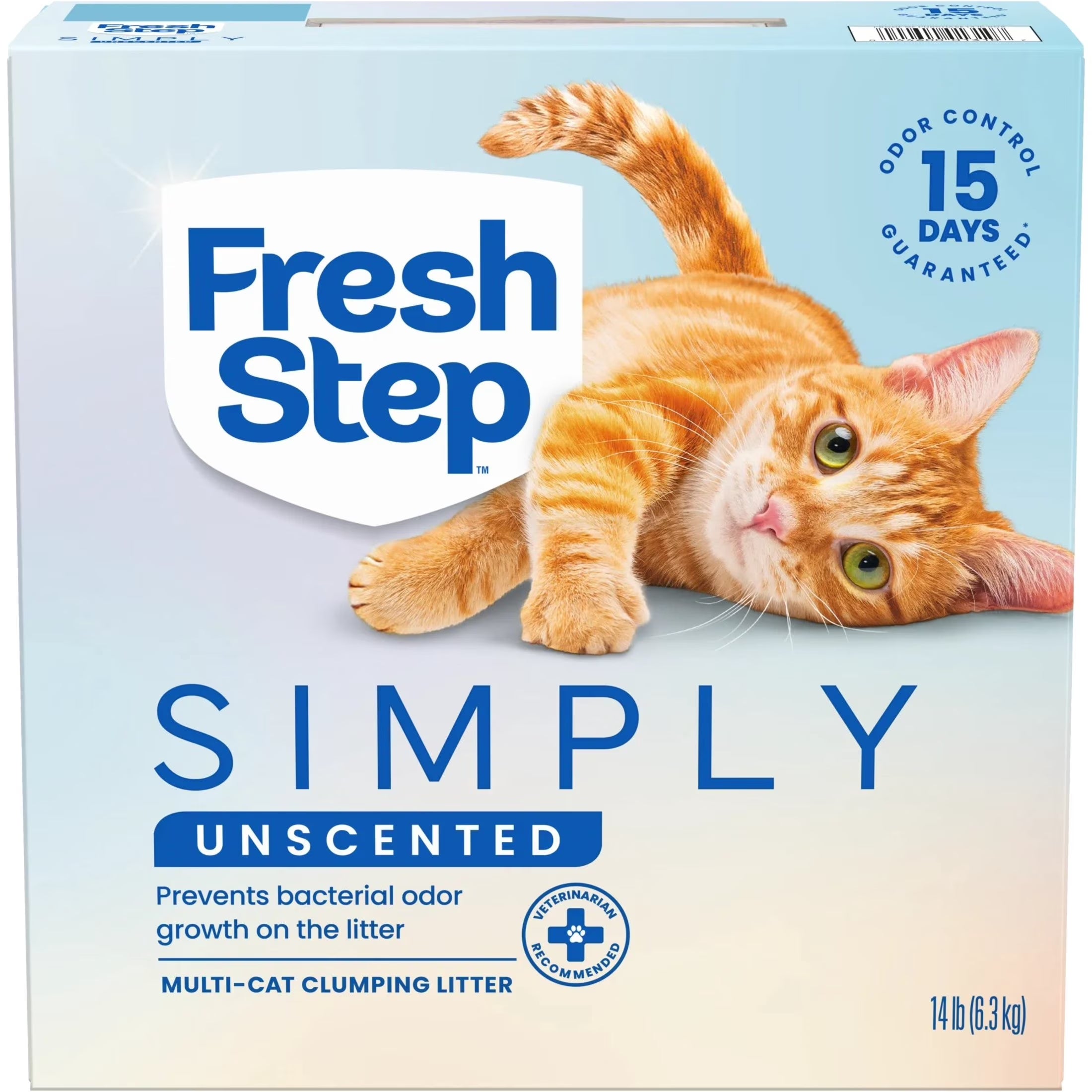 Say goodbye to odors with our Simply Unscented Clumping Cat Litter – 14 lbs of pure feline comfort! 🐾✨